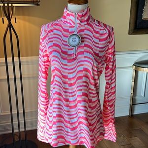 Lady Hogan Printed 1/4 Zip Front Top